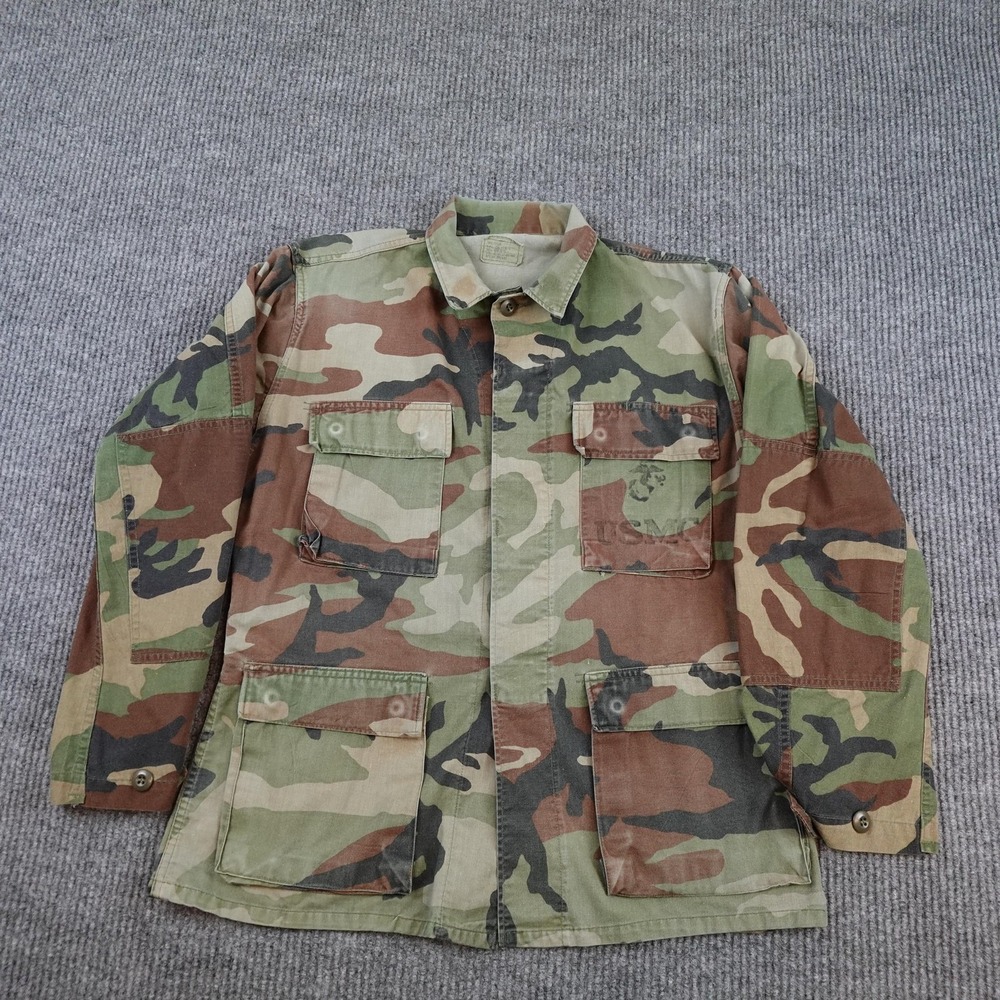 Vintage USMC Woodland Camo Jacket Mens Small Green Field Combat Utility 70s